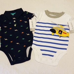 2pc Carter's onesie bodysuit NWT dinosaur helicopt